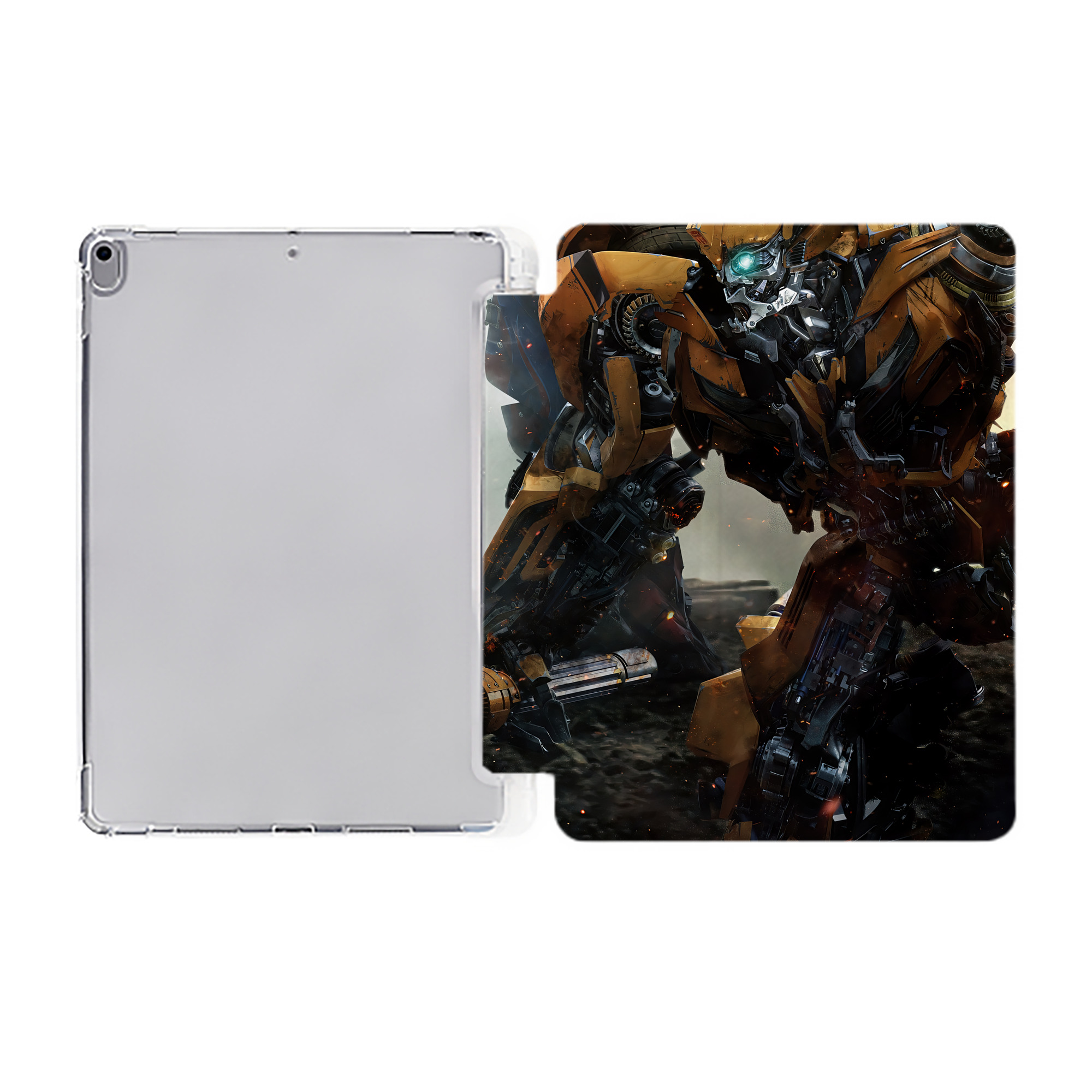 （画像用） Transformers トランスフォーマー IPad ケース ペン収納付き 三つ折りスタンド PUレザー×シリコン 対応機種9.5/10.5/10.9インチ